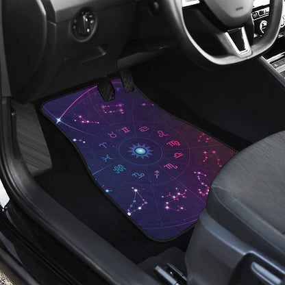 Zodiac Symbols Wheel Print Front and Back Car Floor Mats