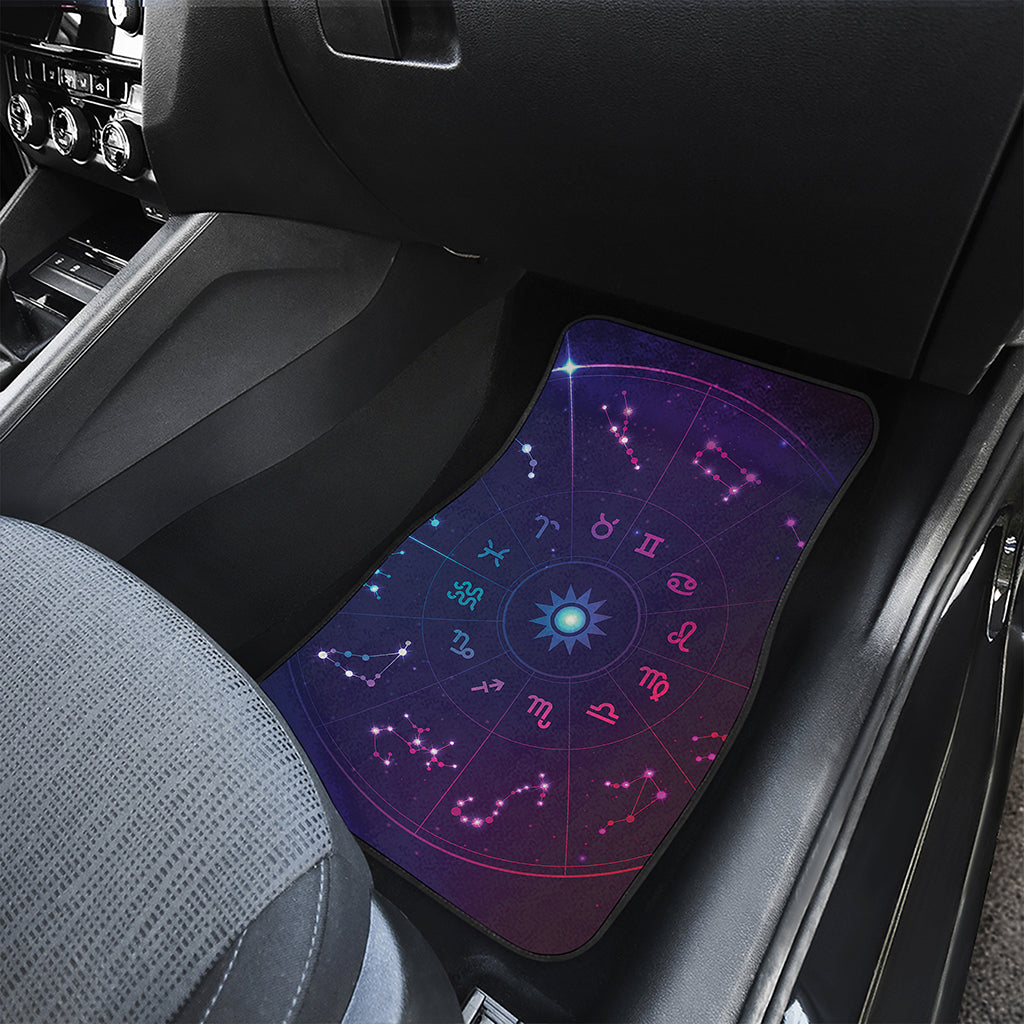 Zodiac Symbols Wheel Print Front and Back Car Floor Mats