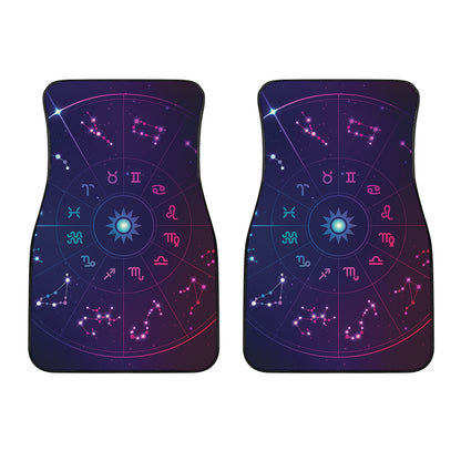 Zodiac Symbols Wheel Print Front Car Floor Mats