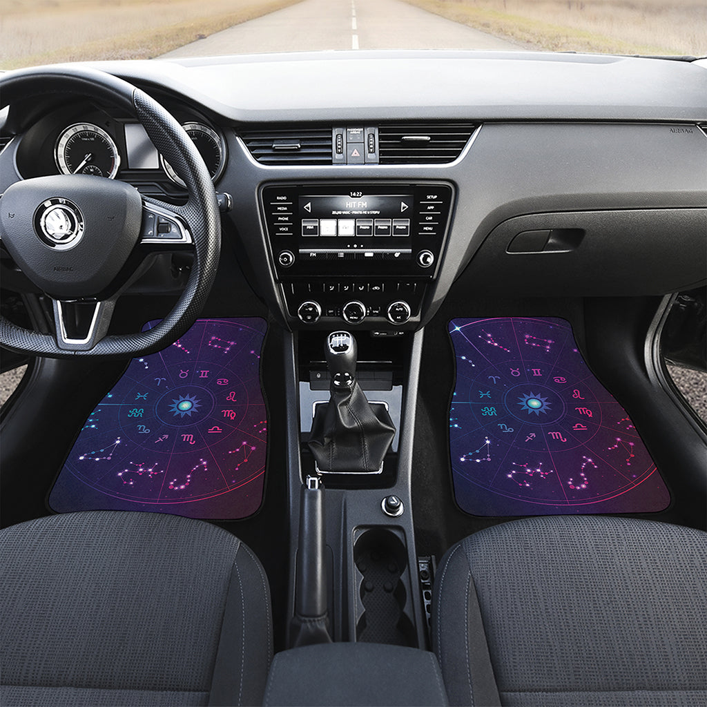 Zodiac Symbols Wheel Print Front Car Floor Mats