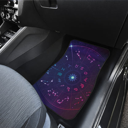 Zodiac Symbols Wheel Print Front Car Floor Mats