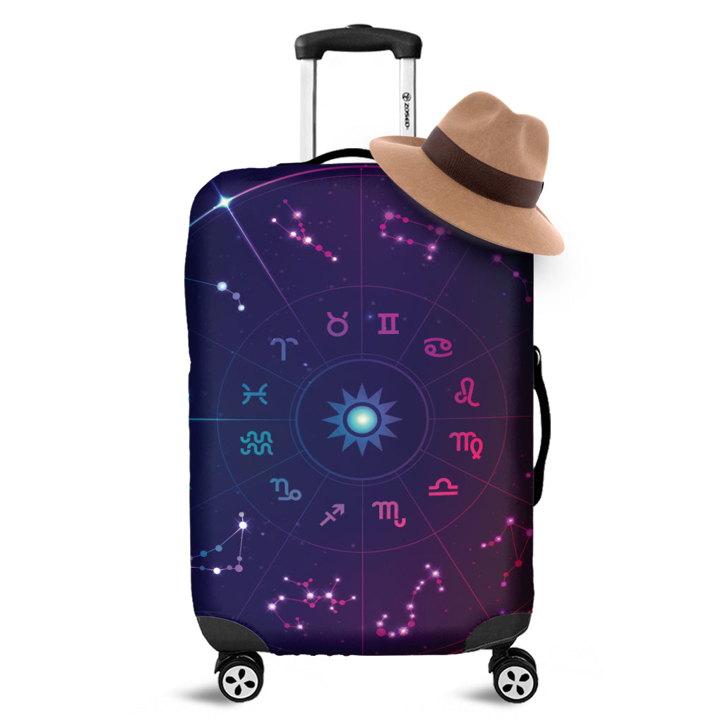 Zodiac Symbols Wheel Print Luggage Cover