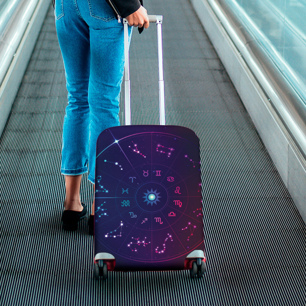 Zodiac Symbols Wheel Print Luggage Cover
