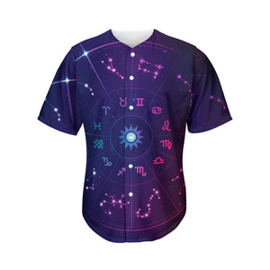 Zodiac Symbols Wheel Print Men's Baseball Jersey