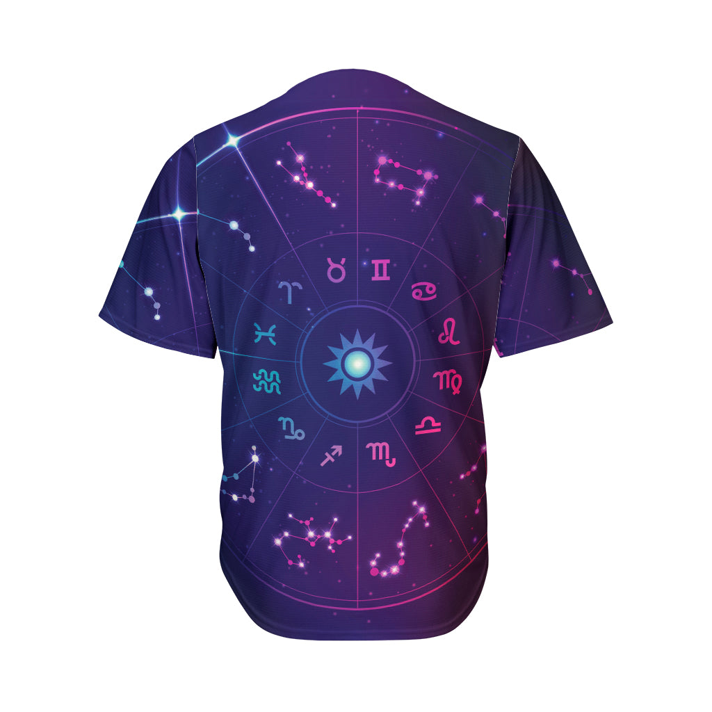 Zodiac Symbols Wheel Print Men's Baseball Jersey