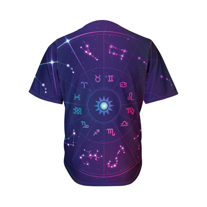 Zodiac Symbols Wheel Print Men's Baseball Jersey