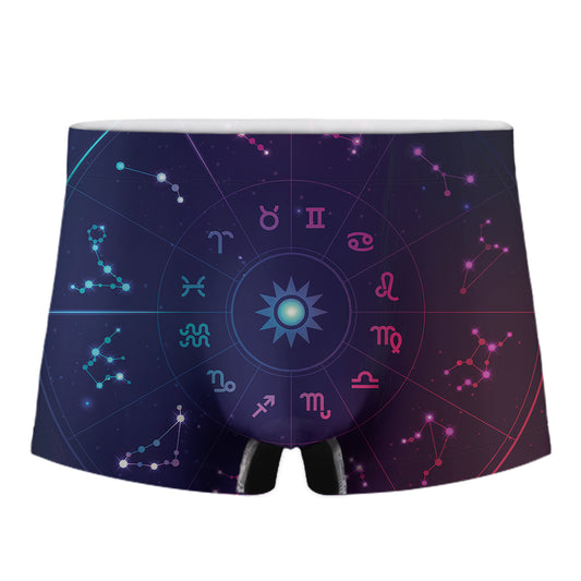 Zodiac Symbols Wheel Print Men's Boxer Briefs