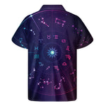 Zodiac Symbols Wheel Print Men's Short Sleeve Shirt