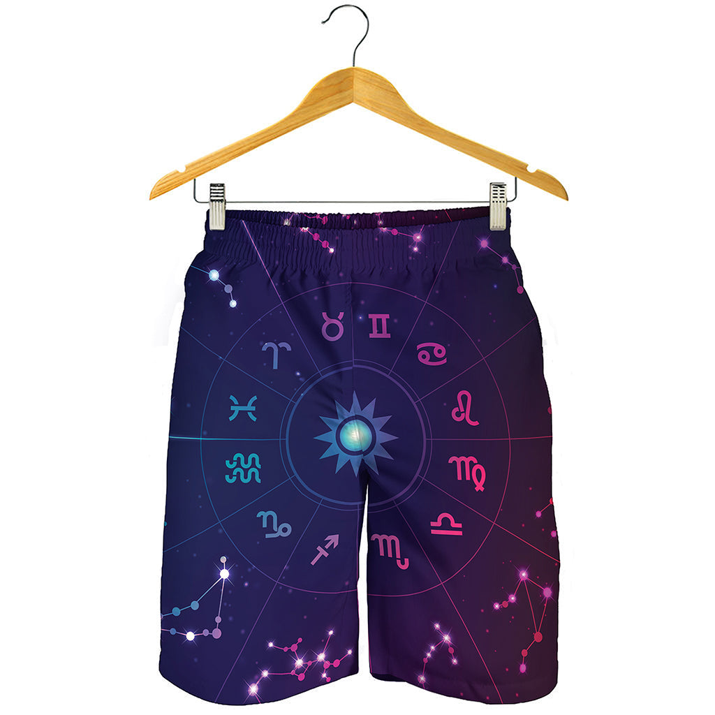 Zodiac Symbols Wheel Print Men's Shorts