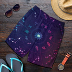 Zodiac Symbols Wheel Print Men's Shorts