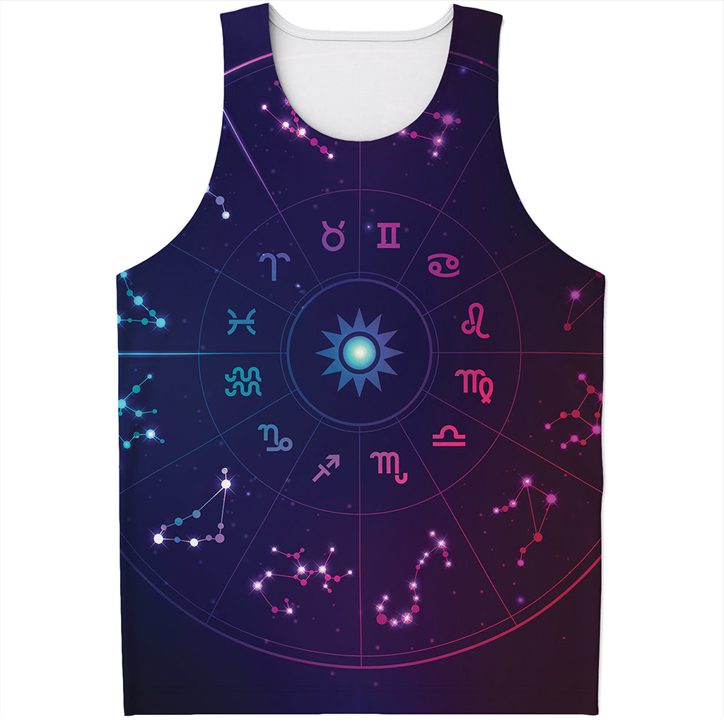 Zodiac Symbols Wheel Print Men's Tank Top