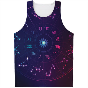 Zodiac Symbols Wheel Print Men's Tank Top