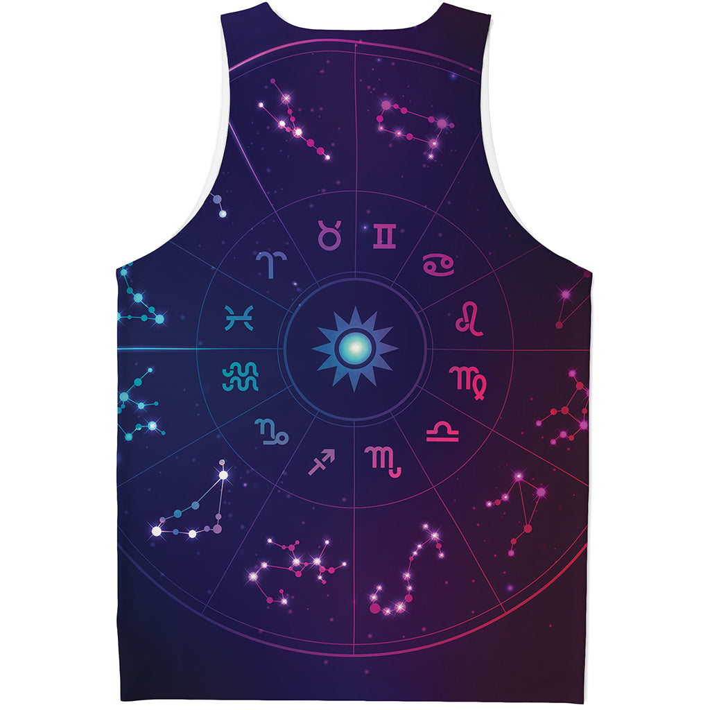 Zodiac Symbols Wheel Print Men's Tank Top