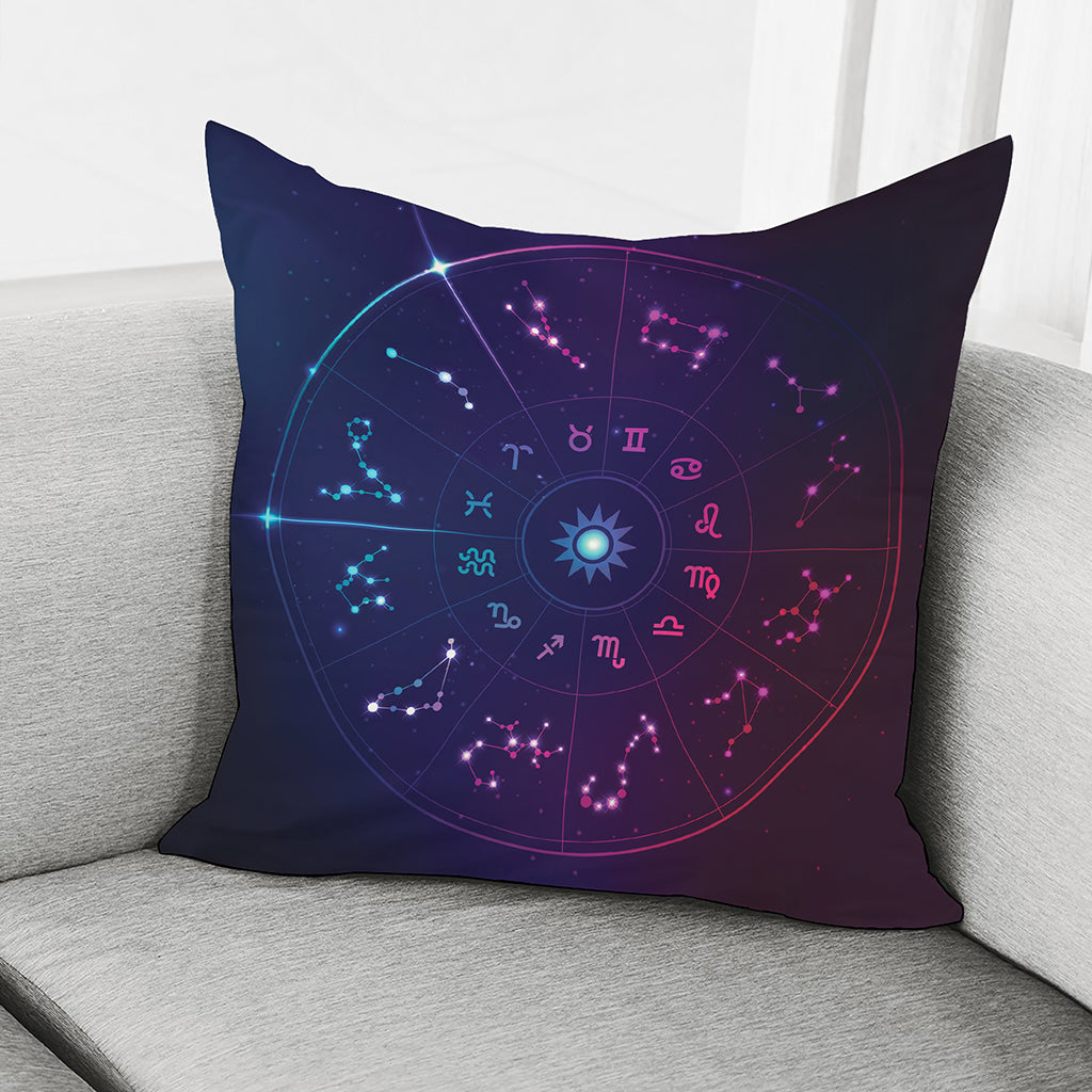 Zodiac Symbols Wheel Print Pillow Cover