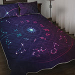 Zodiac Symbols Wheel Print Quilt Bed Set