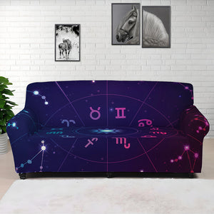 Zodiac Symbols Wheel Print Sofa Cover