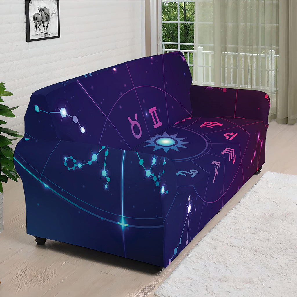 Zodiac Symbols Wheel Print Sofa Cover