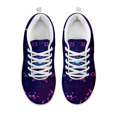 Zodiac Symbols Wheel Print White Sneakers