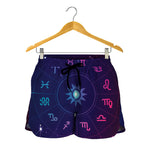 Zodiac Symbols Wheel Print Women's Shorts
