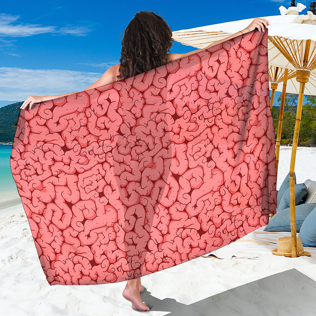 Zombie Brain Print Beach Sarong Wrap