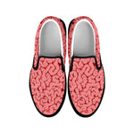 Zombie Brain Print Black Slip On Shoes