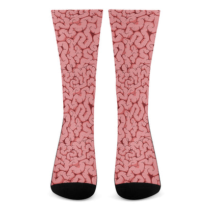 Zombie Brain Print Crew Socks