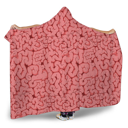 Zombie Brain Print Hooded Blanket