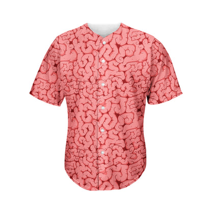 Zombie Brain Print Men's Baseball Jersey
