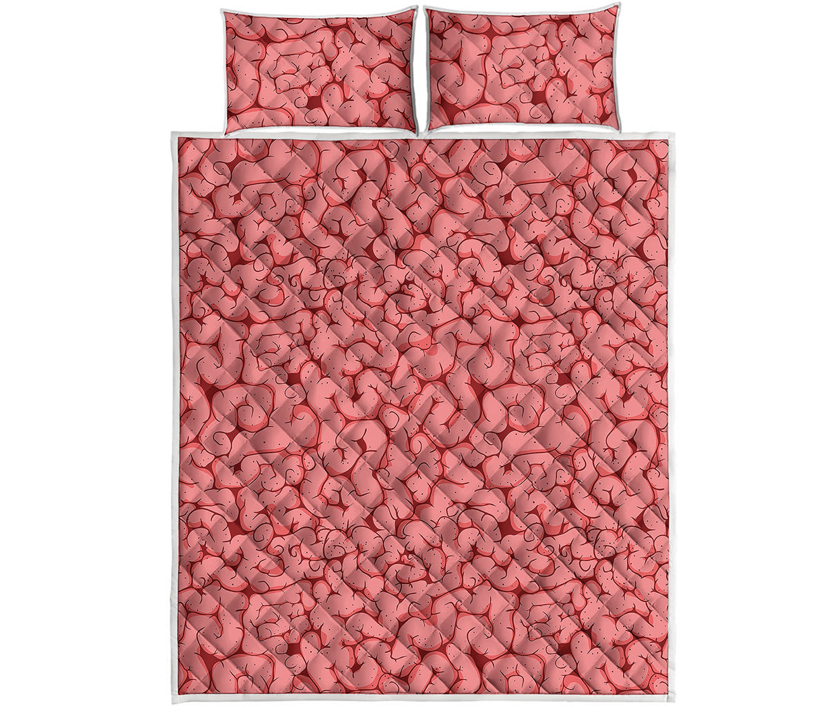 Zombie Brain Print Quilt Bed Set
