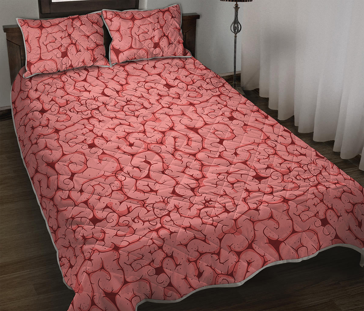 Zombie Brain Print Quilt Bed Set