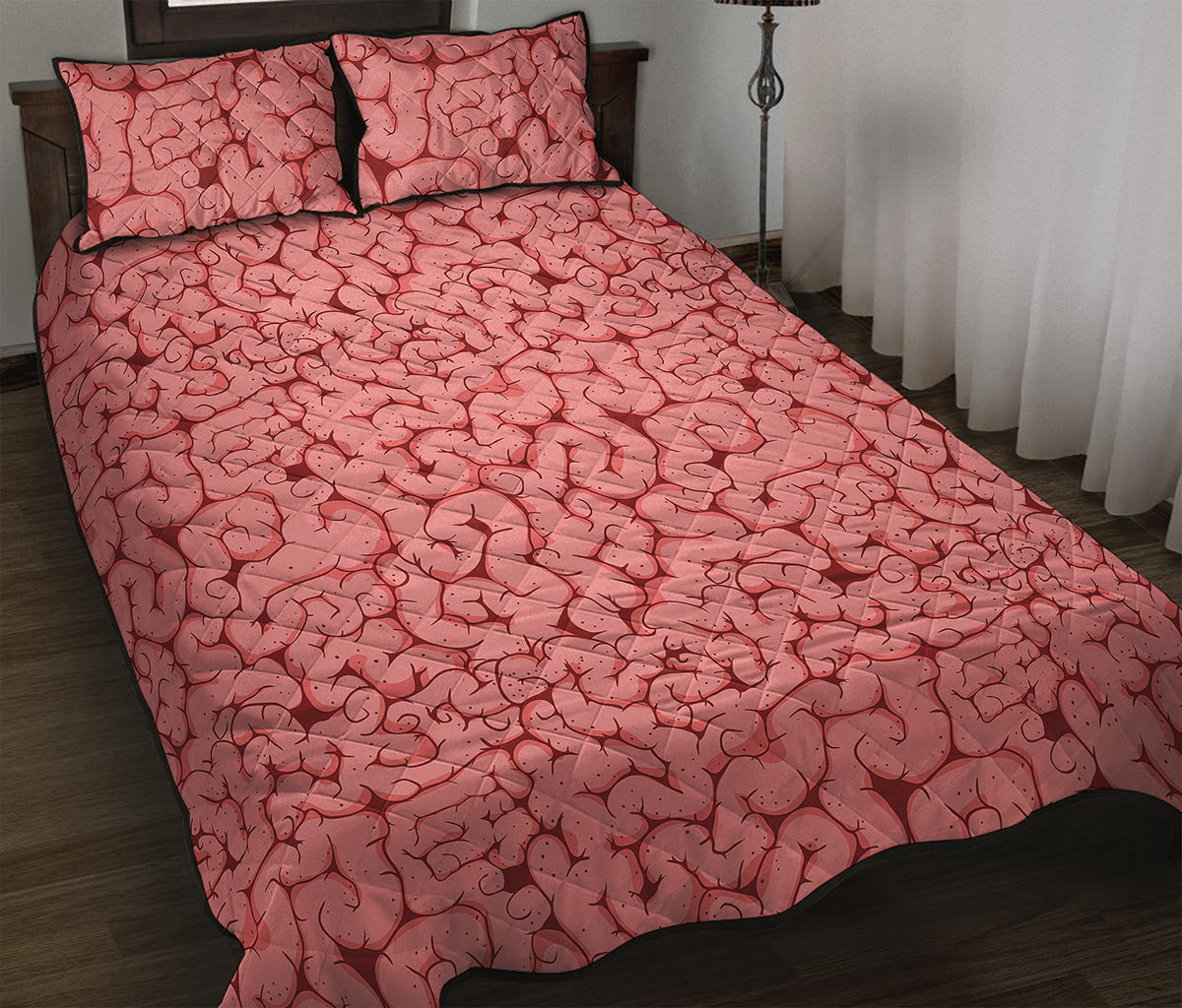 Zombie Brain Print Quilt Bed Set
