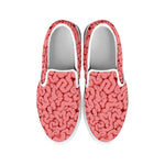 Zombie Brain Print White Slip On Shoes