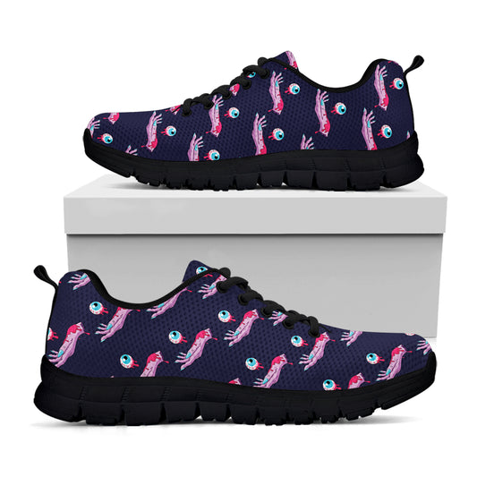 Zombie Eyeball Pattern Print Black Sneakers