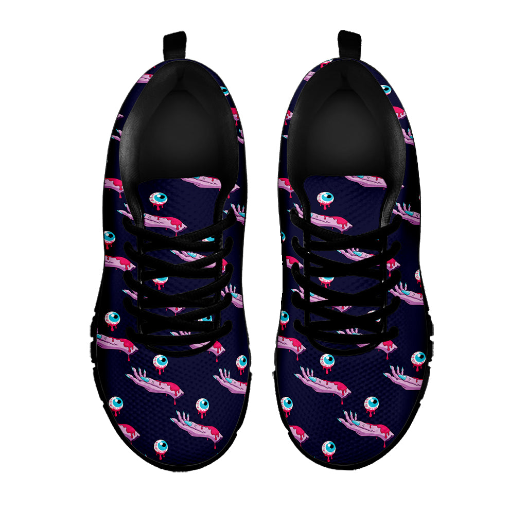 Zombie Eyeball Pattern Print Black Sneakers