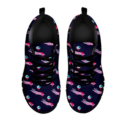 Zombie Eyeball Pattern Print Black Sneakers