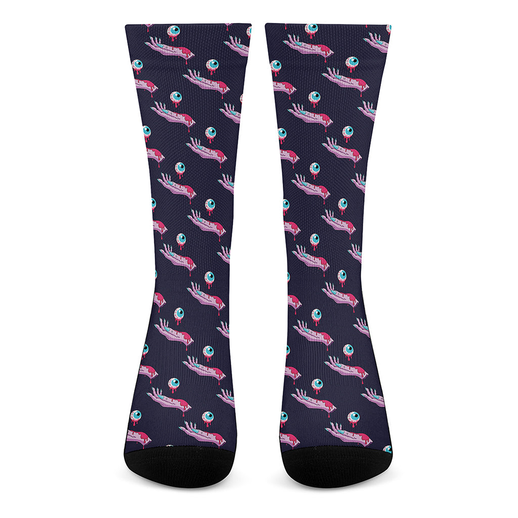 Zombie Eyeball Pattern Print Crew Socks