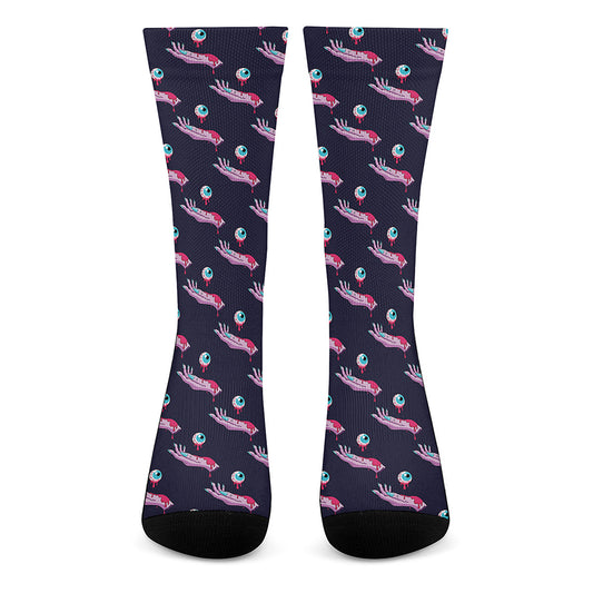 Zombie Eyeball Pattern Print Crew Socks