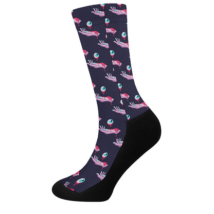 Zombie Eyeball Pattern Print Crew Socks