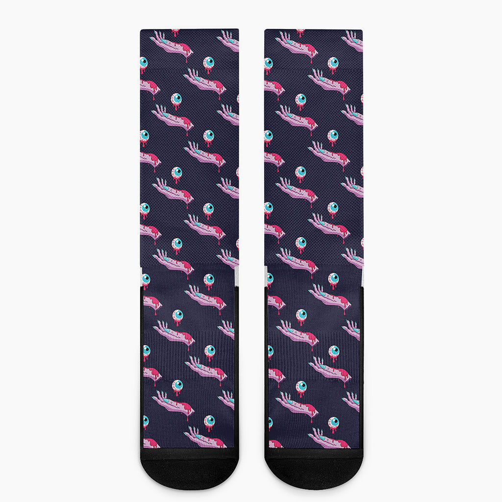Zombie Eyeball Pattern Print Crew Socks