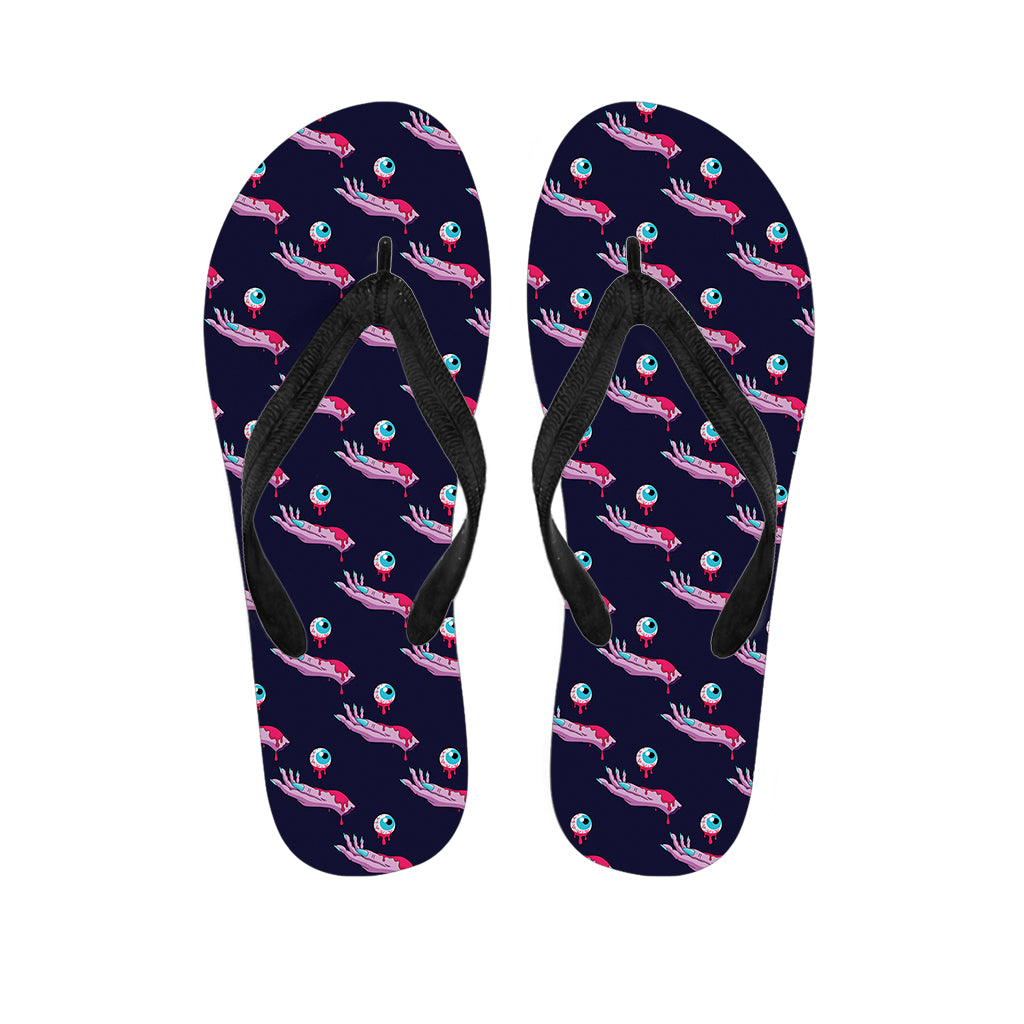 Zombie Eyeball Pattern Print Flip Flops