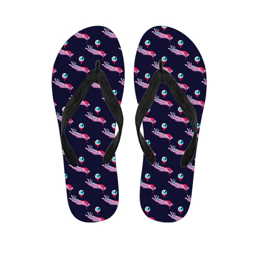 Zombie Eyeball Pattern Print Flip Flops