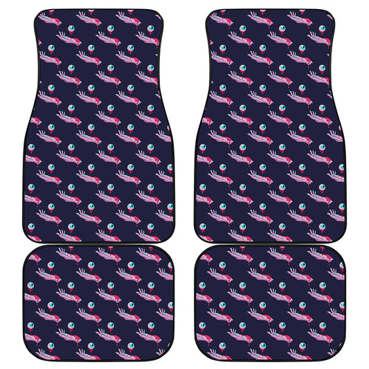 Zombie Eyeball Pattern Print Front and Back Car Floor Mats