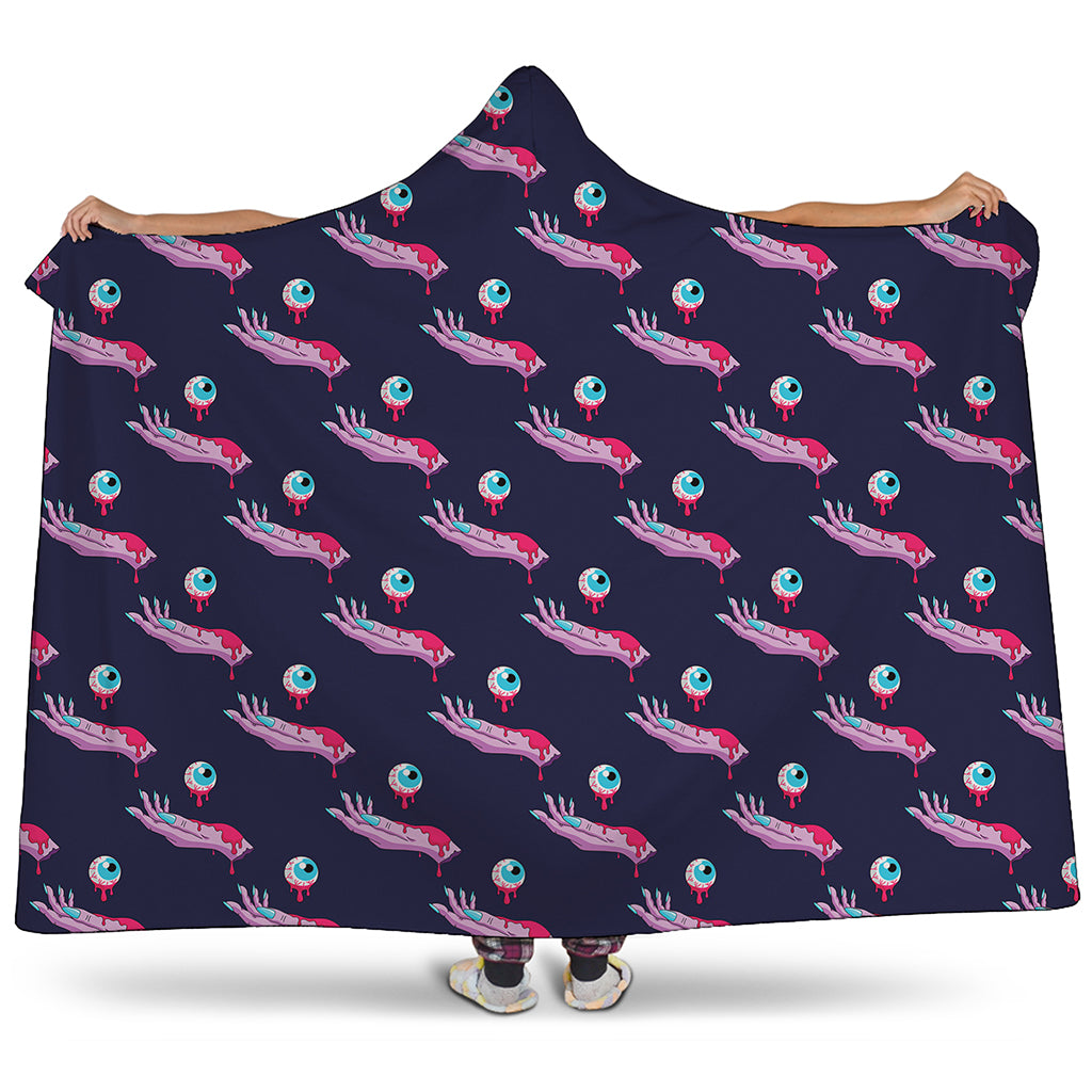 Zombie Eyeball Pattern Print Hooded Blanket