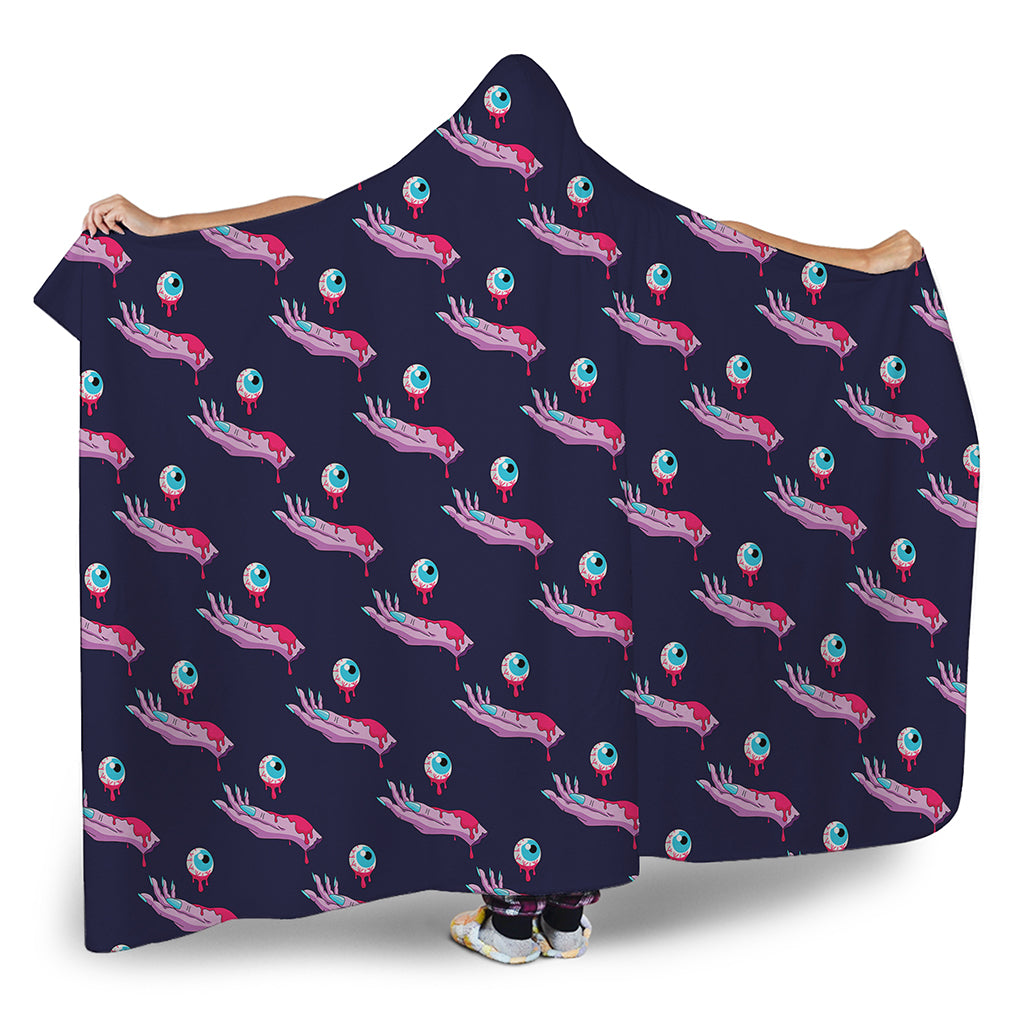 Zombie Eyeball Pattern Print Hooded Blanket