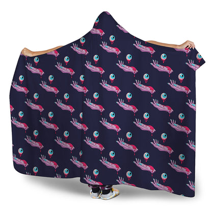 Zombie Eyeball Pattern Print Hooded Blanket