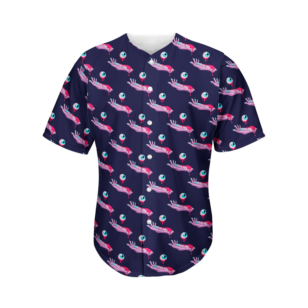 Zombie Eyeball Pattern Print Men's Baseball Jersey