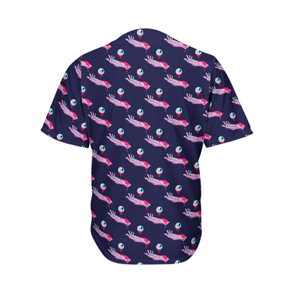 Zombie Eyeball Pattern Print Men's Baseball Jersey