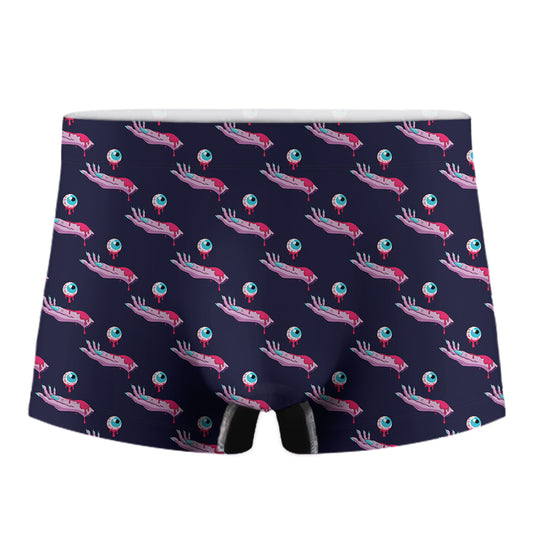 Zombie Eyeball Pattern Print Men's Boxer Briefs