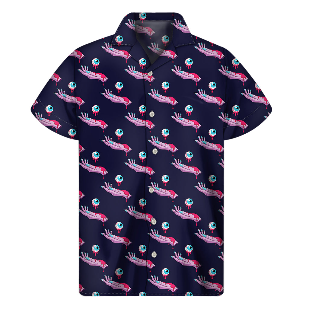 Zombie Eyeball Pattern Print Men's Short Sleeve Shirt