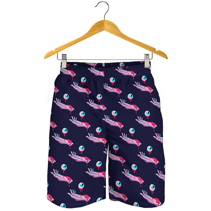 Zombie Eyeball Pattern Print Men's Shorts